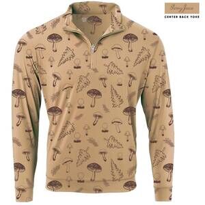 NEW SWINGJUICE men's golf mushrooms quarter zip sweatshirt in tan